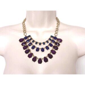 Talbots 3-Tier Gold Tone Statement Necklace Jewelry Beaded Wedding Holiday Party